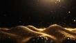 © Andrey - Golden particles glimmering in soft waves under a warm light against a dark backdrop