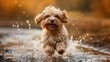 © AiAbstract - Happy Puppy Splashing in Water Puddle