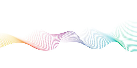 Colorful wave curve lines abstract background with flowing particles. Digital energy waves technology concept. Modern backdrop design for business, presentation, banner.