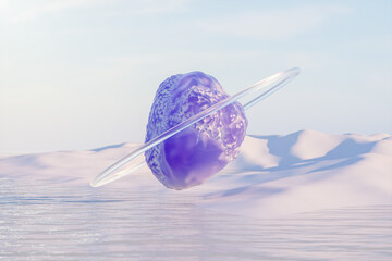 Aufkleber - Abstract winter landscape scene with a crystal stone. 3d rendering