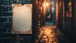 © Sasa Visual - A flyer mockup is affixed to a textured brick wall in a dimly lit alley during the nighttime