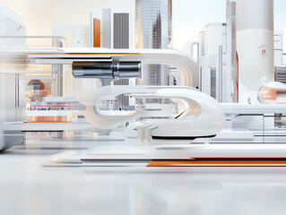 Visionary blueprint a futuristic cityscape with innovative modes of transport and architecture