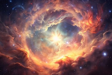 Wall Mural - Golden Nebula Space Clouds