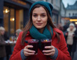 © pecherskiydotkz - Woman carries two cups of mulled wine in her hands