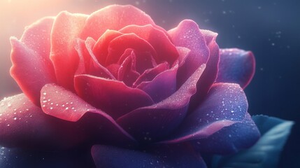 Aufkleber - Stunning Close-Up of a Dewy Rose in Soft Light
