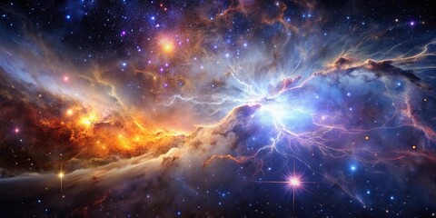 nebula cosmos space background with dusts and lightnings in full hd