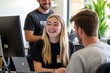 © lime - Young Professionals Enjoying Collaborative Work in a Bright Office.Generative AI明るいオフィスで協力的な仕事を楽しむ若いプロフェッショナル
