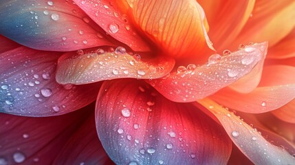 Aufkleber - Close-Up of Colorful Flower Petals with Water Drops