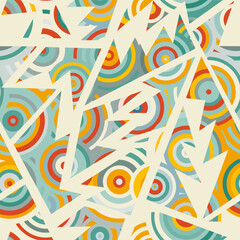 Wall Mural - Abstract pastel color circles with triangles. Seamless pattern