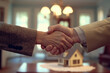 © AMINE - Real estate, success deal asian young woman handshake or shaking hand with landlord realtor, client male after buyer man signed rental, lease contract. Banker agreement mortgage loan, property lease
