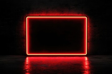 A single neon frame lit up in a darkened space, creating a striking visual effect