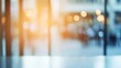 © Andrei - Blurred Office Background, Modern Business Interior with Bright Warm Light Effect, Abstract View.