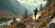 © Eduardo - Trail running in the mountains, 16:9 widescreen, 300 dpi, with free space for text