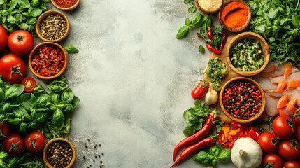 Canvas Print - Artistic Background Displaying A Fish Dish Cooking Process, With Ingredients Like Fresh Fish, Vegetables, And Spices Laid Out Neatly On A White Countertop, Emphasizing Freshness And Culinary Art