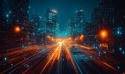 Futuristic Software Development for IoT in a Smart City at Night Highlighting Hands-on Coding and Urban Technology Integration, Generative AI