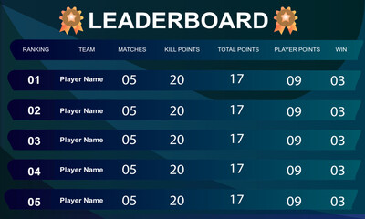 modern game leaderboard with abstract background vector template