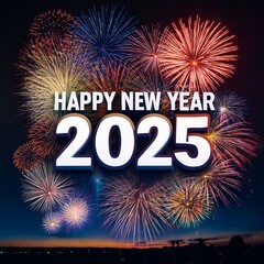 Wall Mural - 2025 happy new year typography design ai-generated image