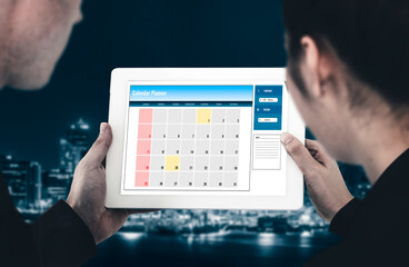 Calendar on computer software application for modish schedule planning for personal organizer and online business