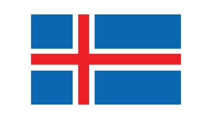 Iceland national flag isolated on white background. Iceland is a Nordic island country between the North Atlantic and Arctic Oceans, on the Mid-Atlantic Ridge between North America and Europe.