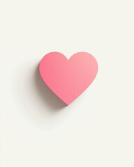 Wall Mural - Pink heart shape on a light minimalist white   background