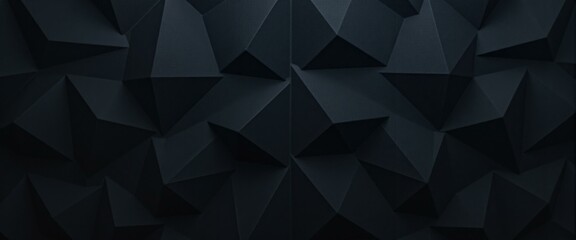  Abstract Dark Geometric Background, Low Polygonal Texture, 3D Render, Black and Dark Gray Color Palette, Modern Design Concept.