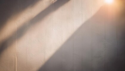 Poster - Soft Sunlight Casting Long Shadows on a Textured Minimalist Wall. Perfect for Modern Backgrounds, Interior Design Mockups, Product Showcases, and Lifestyle Visuals in Warm, Natural Light