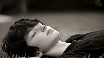 Wall Mural - A Young Boy Sleeping with Freckles on His Face