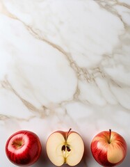 Wall Mural - Red apples on marble