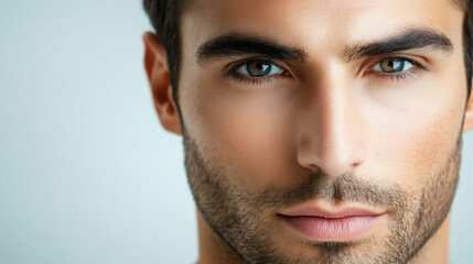 Man with a beard and blue eyes. He has a clean shave and a nice smile. He looks confident and well-groomed