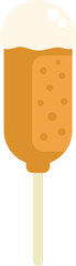 Canvas Print - Corn dog dipped in batter on a stick with mustard topping icon in flat style for any design