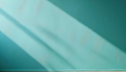 Poster - Soft Teal Wall Background with Sunlight Shadows. Minimalist Textured Surface Ideal for Design, Branding, and Artistic Backdrops