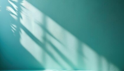 Poster - Soft Teal Wall Background with Sunlight Shadows. Minimalist Textured Surface Ideal for Design, Branding, and Artistic Backdrops