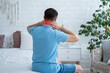 © staras - Neck pain, cervical spine hernia, man suffering from ache at home