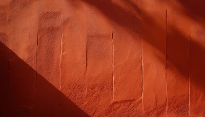 Aufkleber - Warm Sunlit Texture on Weathered Terracotta Wall with Dramatic Shadows. Ideal for Rustic Backgrounds, Mediterranean Aesthetics, Architectural Themes, and Texture-Based Design Projects
