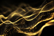 © Veronika - Illustration of golden wave of delicate particle lines with luminous effects on black background