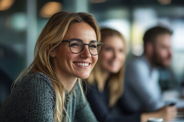 Business colleagues working together at office, Generative AI