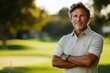 © Pooja - Male golfer standing on golf course, Generative AI