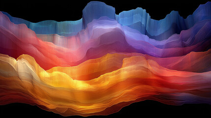 Wall Mural - vibrant layers of digital waves creating a surreal landscape with a blend of warm and cool tones