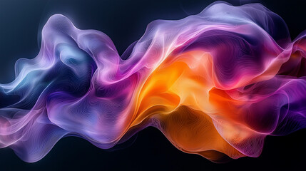 Wall Mural - psychedelic waves of vibrant colors forming a fluid abstract composition in a dark setting