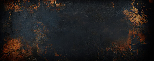 Wall Mural - Dark, grungy background with muted tones, distressed textures, and gold accents.