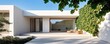 © Design@22 - Modern house with vines climbing on the exterior, minimalist garden, soft shadows