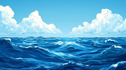 Deep blue sea with a calm ocean breeze adobe illustrator