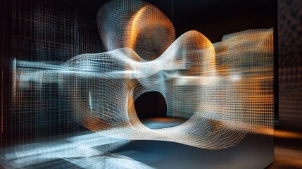 Wall Mural - this image features a dynamic digital light artwork that creates a captivating illusion of depth and