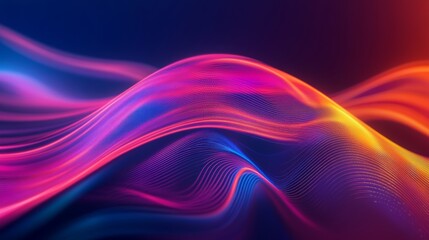 Wall Mural - A stunning digital artwork depicts colorful flowing lines forming a wave-like motion, showcasing the seamless blend of light, color, and movement.