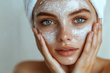 Woman taking care of her skin, Generative AI