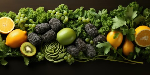 Wall Mural - Green & yellow fruit medley