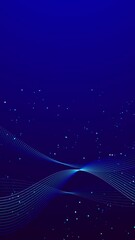 abstract blue background with line waves and shiny particles, futuristic technology and science vertical social media background