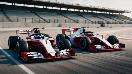 Racing cars on a race track. 3d rendering