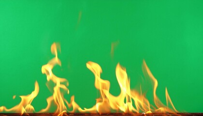 Wall Mural - super slow motion of fire flames on green screen background filmed on high speed cinema camera at 1000 fps