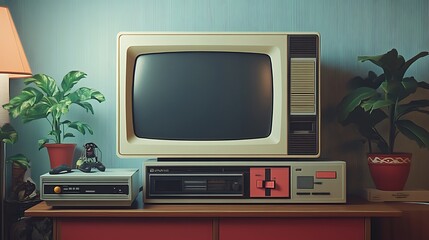 Retro gaming console plugged into a modern TV screen blending past video game culture with the present